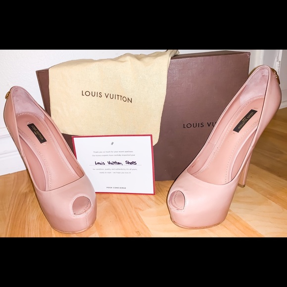 LOUIS VUITTON BEAUTIFUL/FLAWLESS tan Peep Toe Heel - Picture 3 of 6
